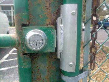 Tennis Court Gate New Lock with Custom Strike Plate